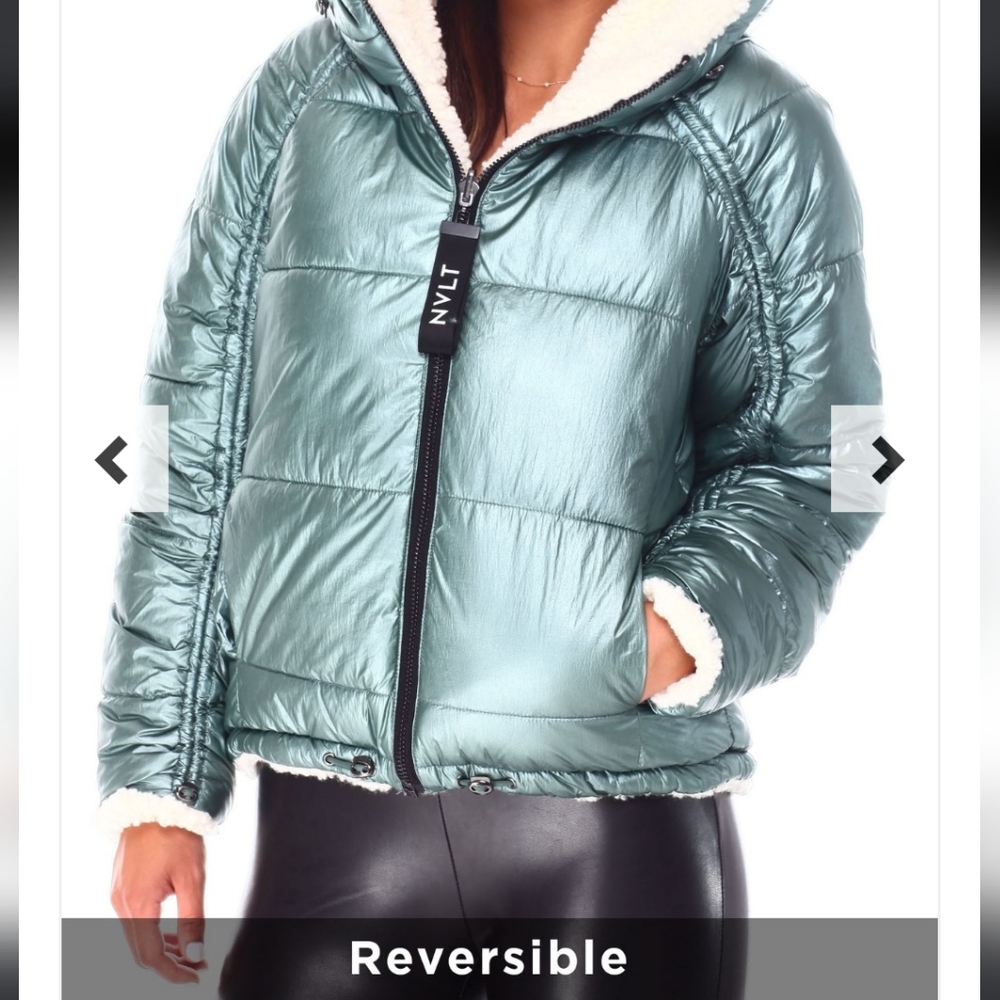 NVLT Vegan Shearling Reversible Puffer Coat size Large